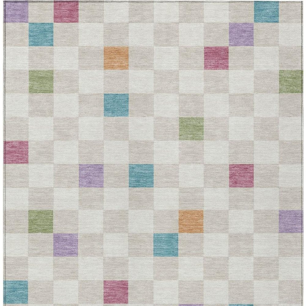 8' X 10' Pearl And Ivory Geometric Washable Indoor Outdoor Area Rug HomeRoots