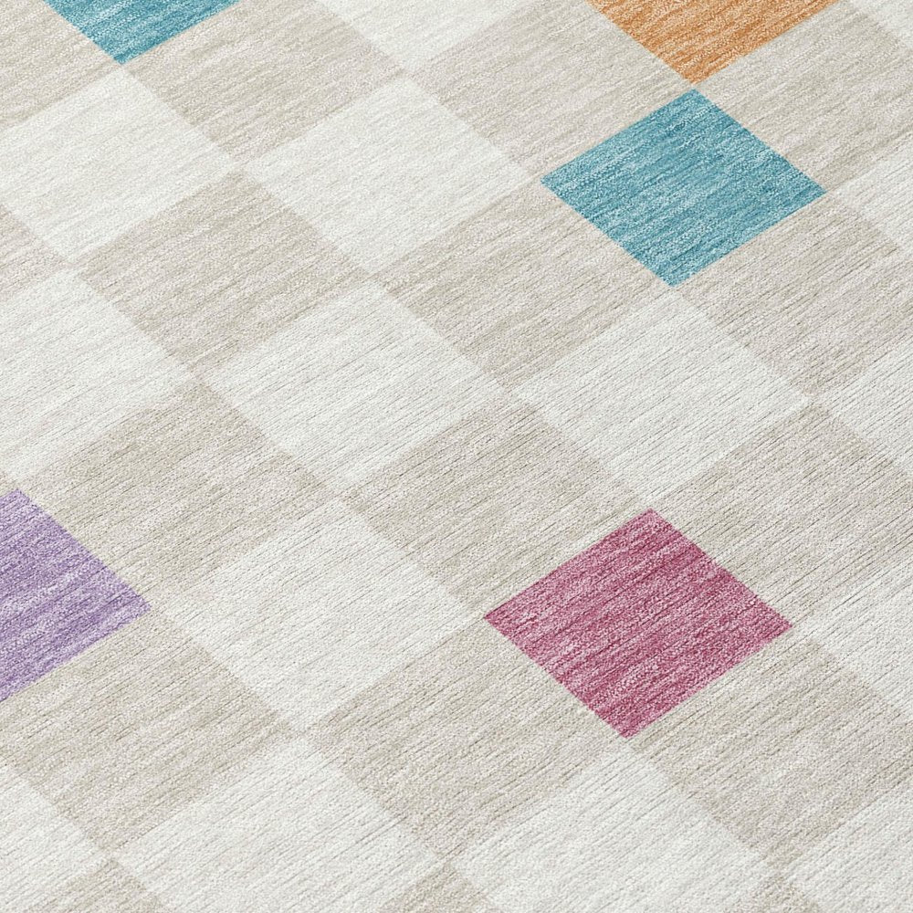 8' X 10' Pearl And Ivory Geometric Washable Indoor Outdoor Area Rug — view 3