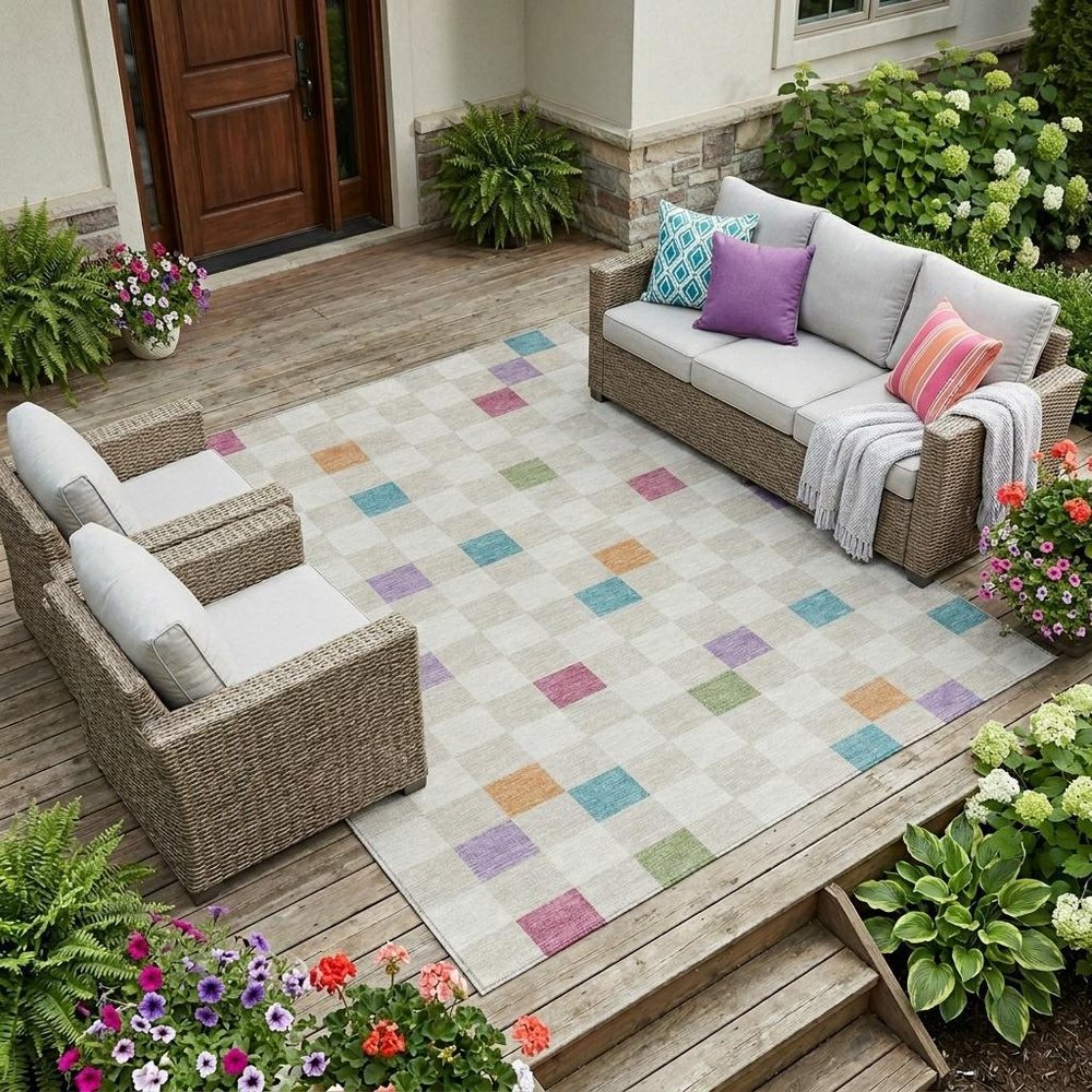 9' X 12' Pearl And Ivory Geometric Washable Indoor Outdoor Area Rug HomeRoots