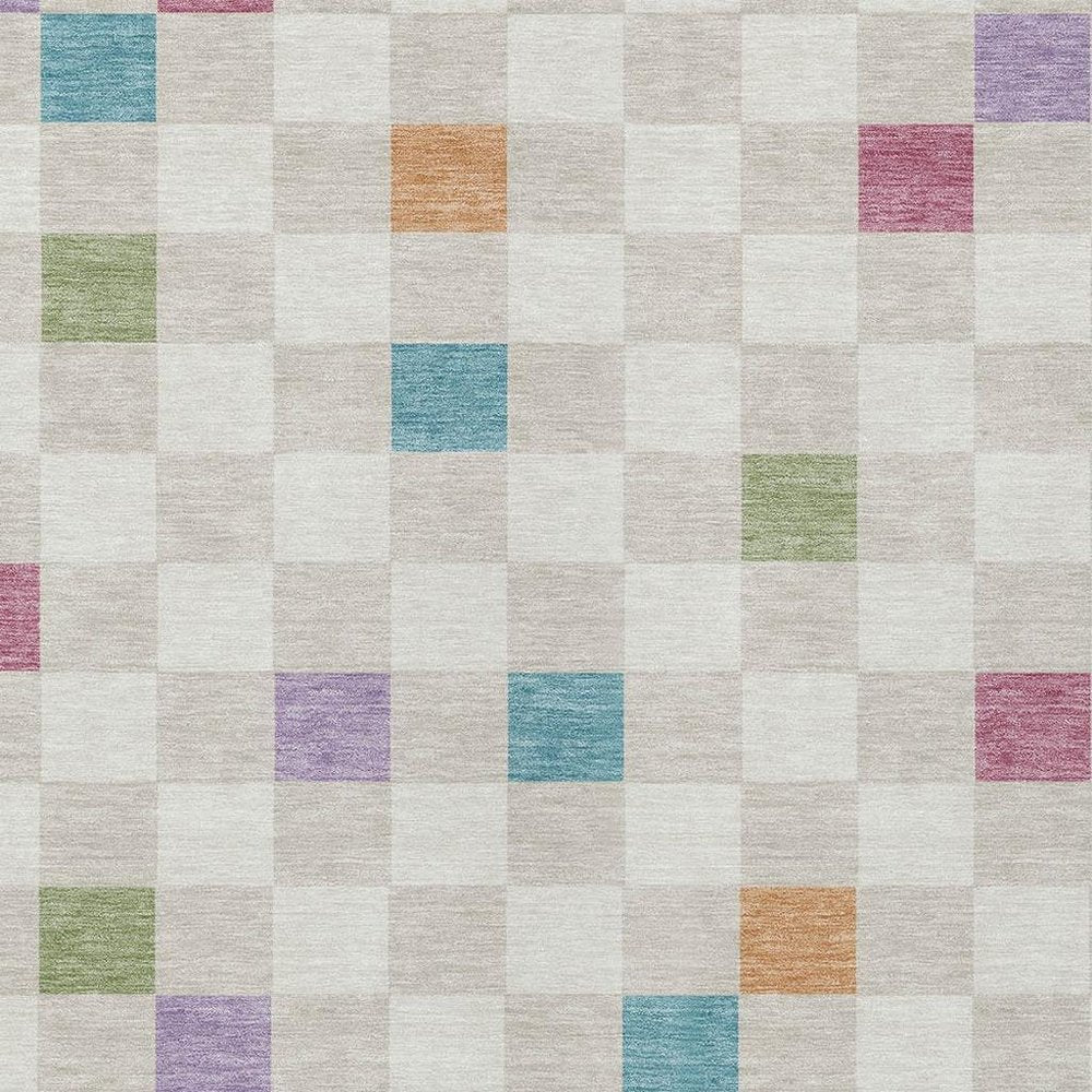 10' X 14' Pearl And Ivory Geometric Washable Indoor Outdoor Area Rug — view 8