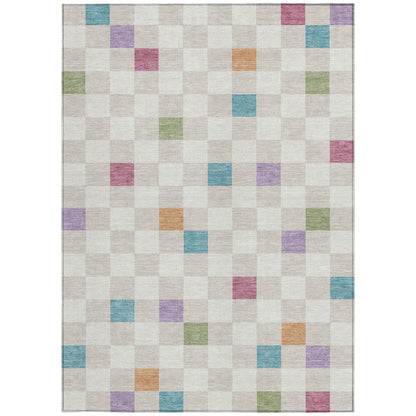 10' X 14' Pearl And Ivory Geometric Washable Indoor Outdoor Area Rug HomeRoots