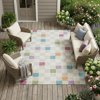 10' X 14' Pearl And Ivory Geometric Washable Indoor Outdoor Area Rug HomeRoots