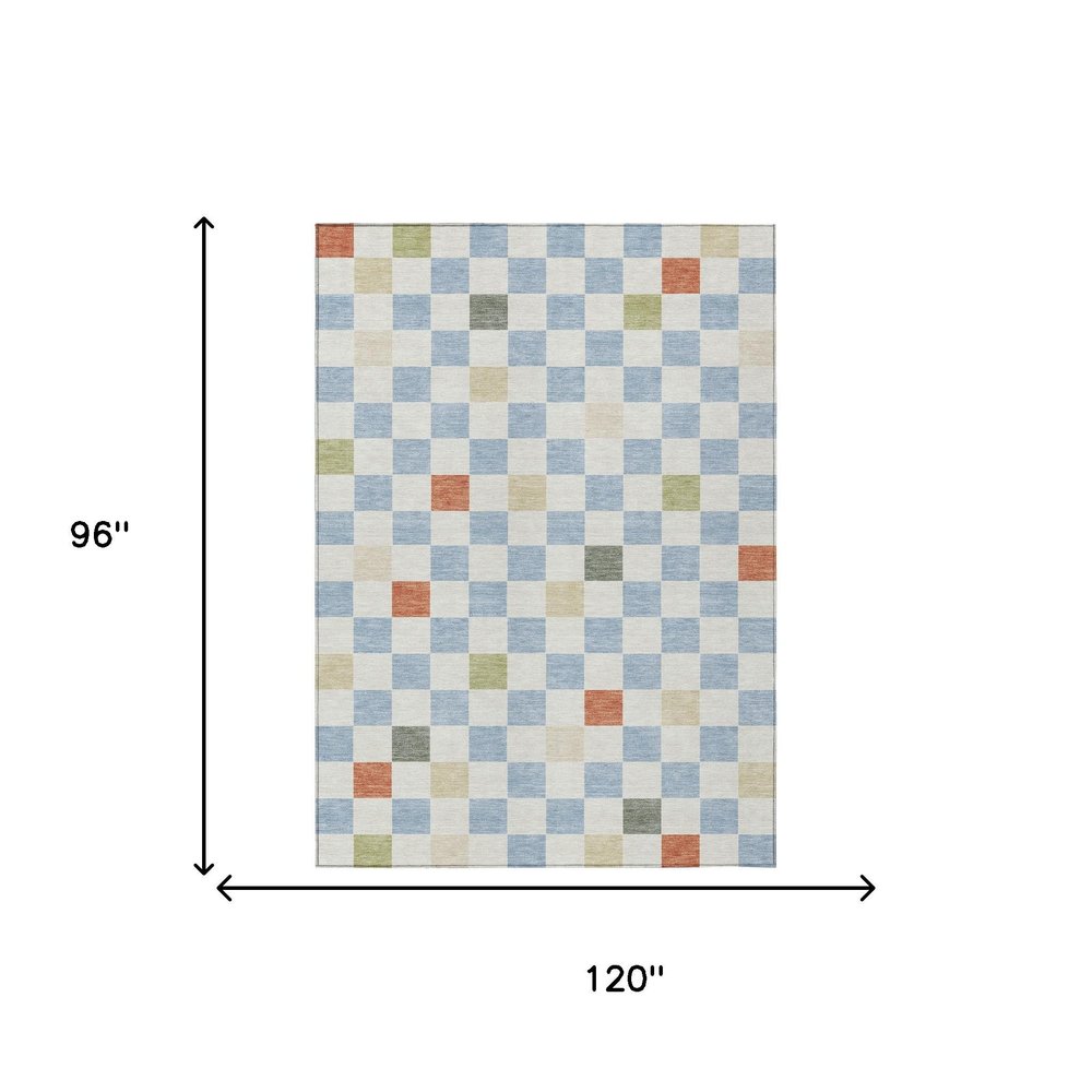 8' X 10' Sky Blue And Gray Geometric Washable Indoor Outdoor Area Rug HomeRoots