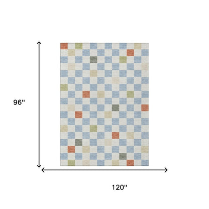 8' X 10' Sky Blue And Gray Geometric Washable Indoor Outdoor Area Rug HomeRoots
