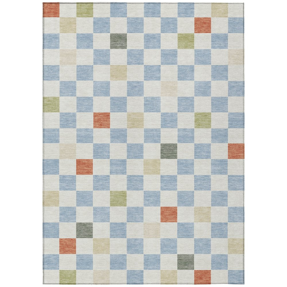 8' X 10' Sky Blue And Gray Geometric Washable Indoor Outdoor Area Rug — view 3
