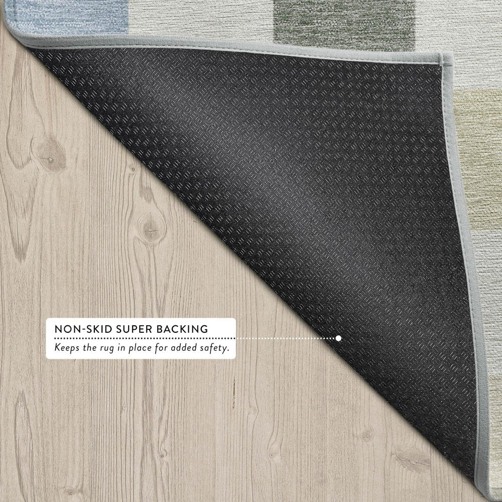 8' X 10' Sky Blue And Gray Geometric Washable Indoor Outdoor Area Rug — view 13
