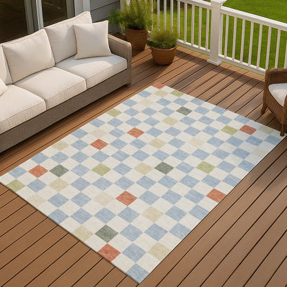 8' X 10' Sky Blue And Gray Geometric Washable Indoor Outdoor Area Rug HomeRoots