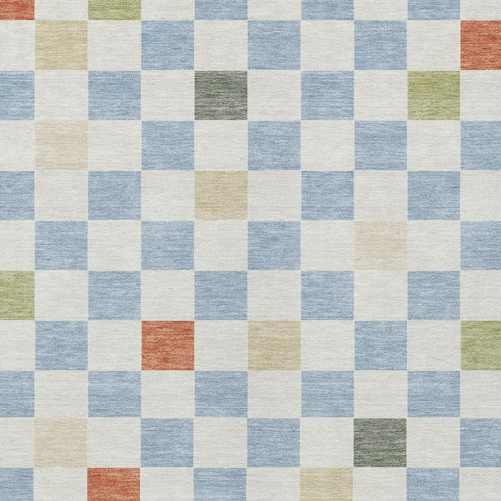 9' X 12' Sky Blue And Gray Geometric Washable Indoor Outdoor Area Rug HomeRoots