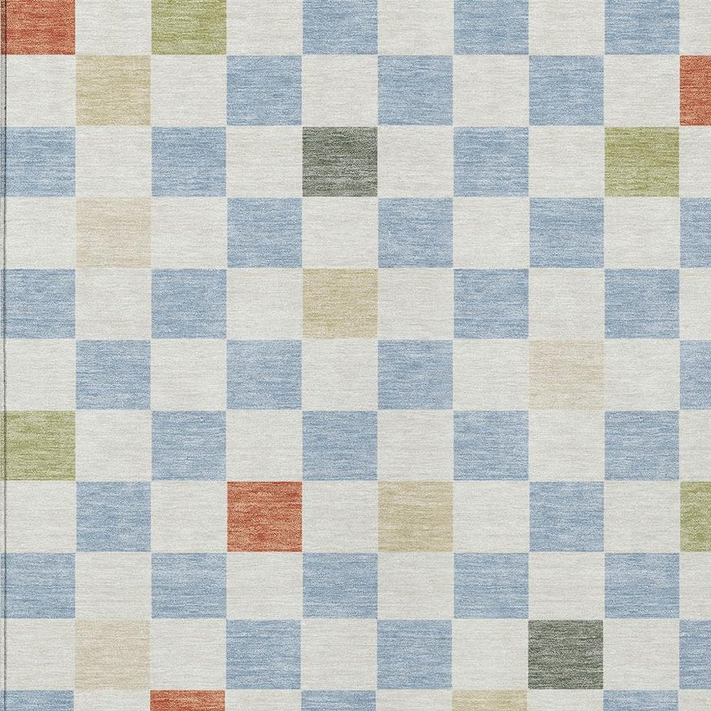 9' X 12' Sky Blue And Gray Geometric Washable Indoor Outdoor Area Rug HomeRoots