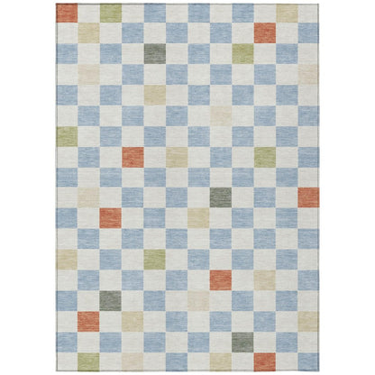 9' X 12' Sky Blue And Gray Geometric Washable Indoor Outdoor Area Rug HomeRoots