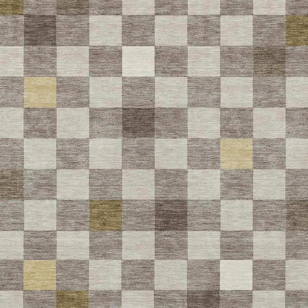 5' X 8' Taupe And Teal Blue Geometric Washable Indoor Outdoor Area Rug HomeRoots