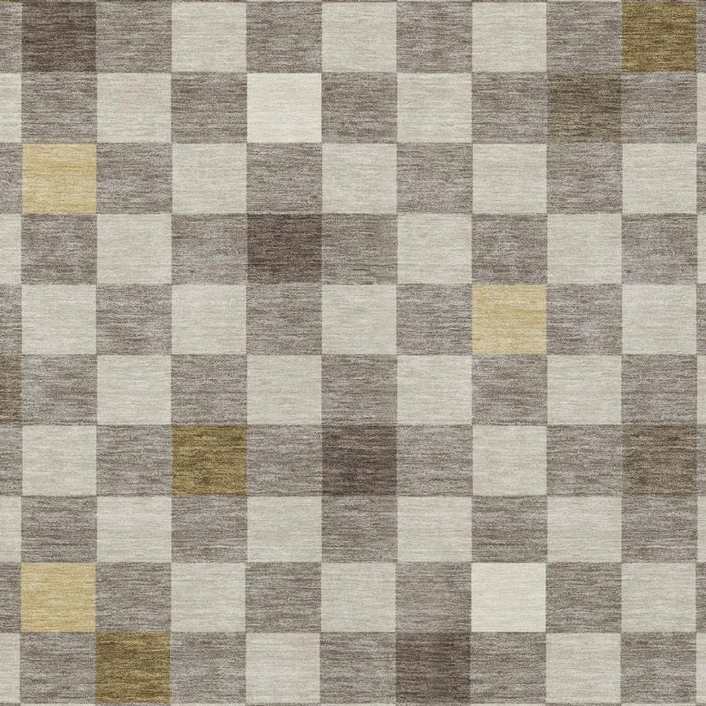 8' X 10' Taupe And Teal Blue Geometric Washable Indoor Outdoor Area Rug HomeRoots
