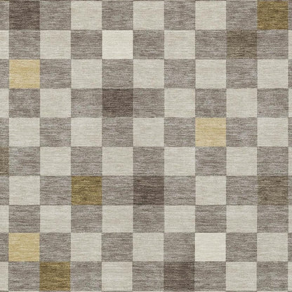 8' X 10' Taupe And Teal Blue Geometric Washable Indoor Outdoor Area Rug HomeRoots