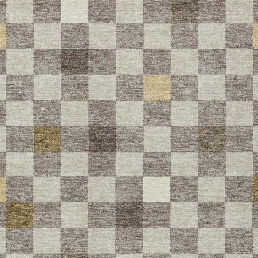 8' X 10' Taupe And Teal Blue Geometric Washable Indoor Outdoor Area Rug HomeRoots