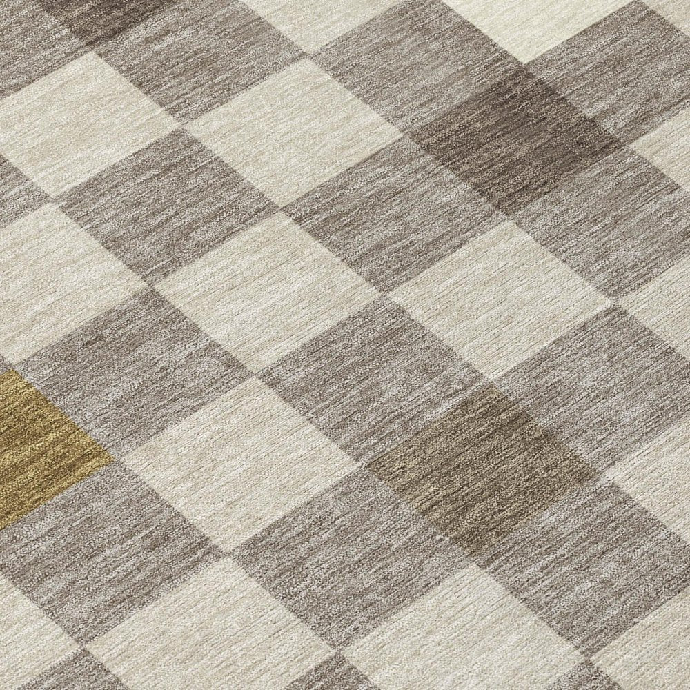 8' X 10' Taupe And Teal Blue Geometric Washable Indoor Outdoor Area Rug — view 3