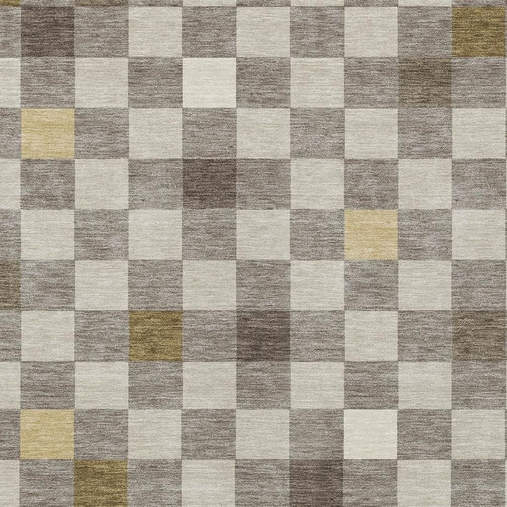 9' X 12' Taupe And Teal Blue Geometric Washable Indoor Outdoor Area Rug HomeRoots