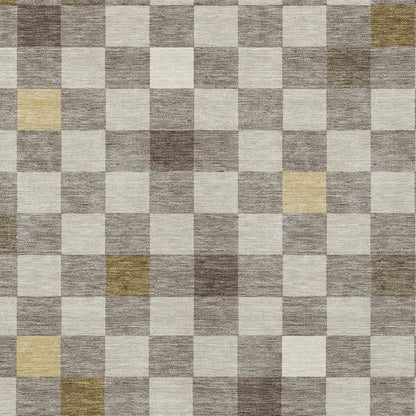 9' X 12' Taupe And Teal Blue Geometric Washable Indoor Outdoor Area Rug HomeRoots