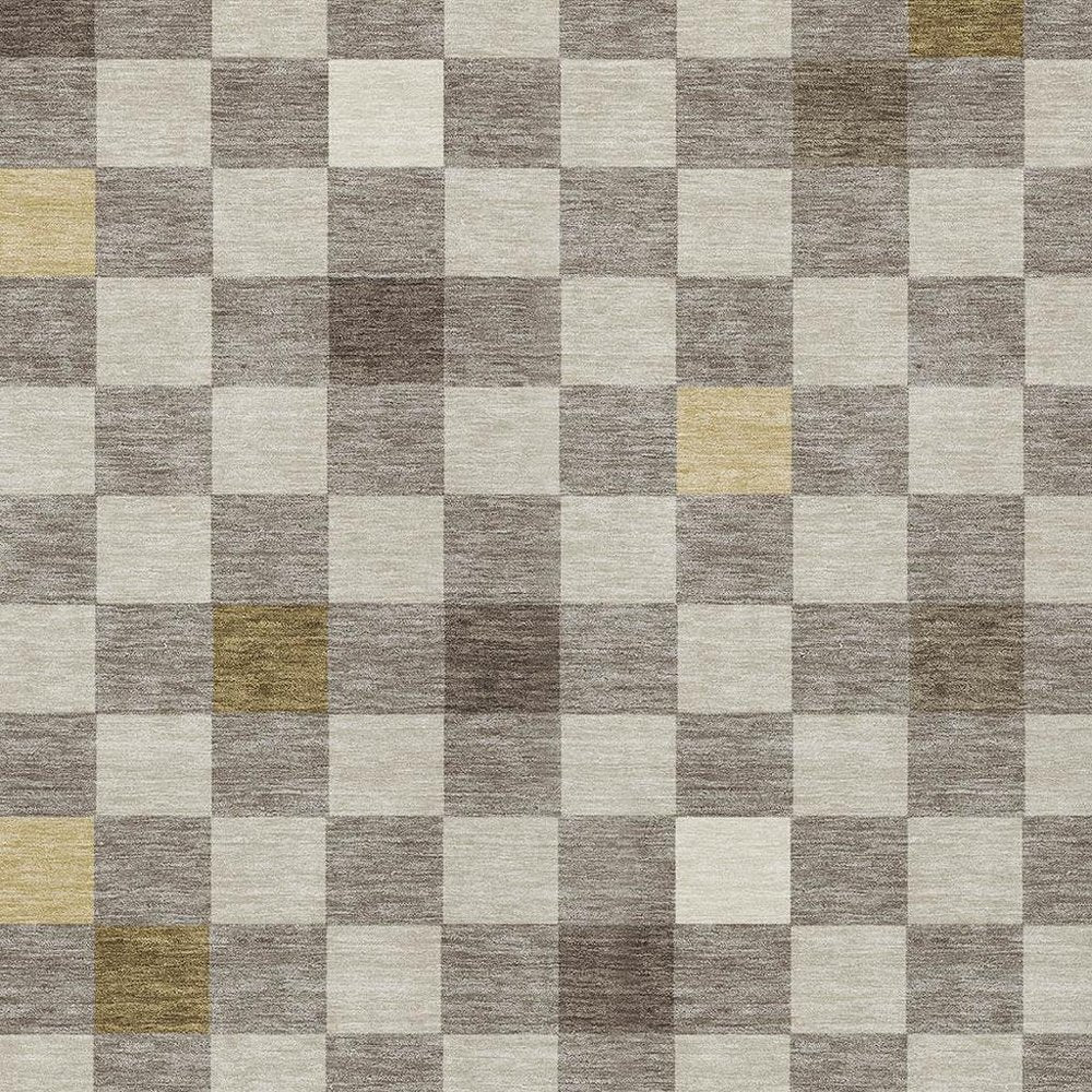 9' X 12' Taupe And Teal Blue Geometric Washable Indoor Outdoor Area Rug HomeRoots