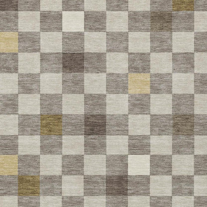 9' X 12' Taupe And Teal Blue Geometric Washable Indoor Outdoor Area Rug HomeRoots