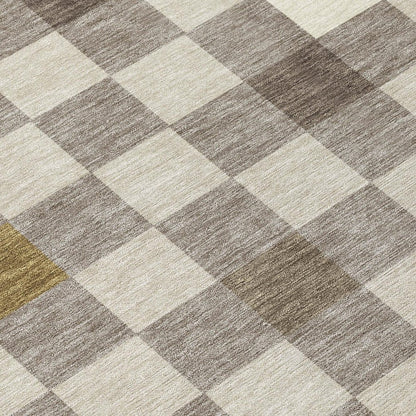 9' X 12' Taupe And Teal Blue Geometric Washable Indoor Outdoor Area Rug HomeRoots