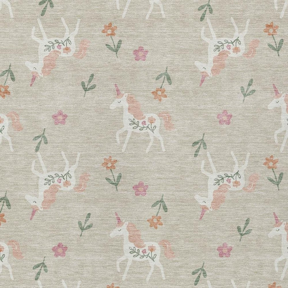3' X 5' Beige And Gray Floral Washable Indoor Outdoor Area Rug HomeRoots