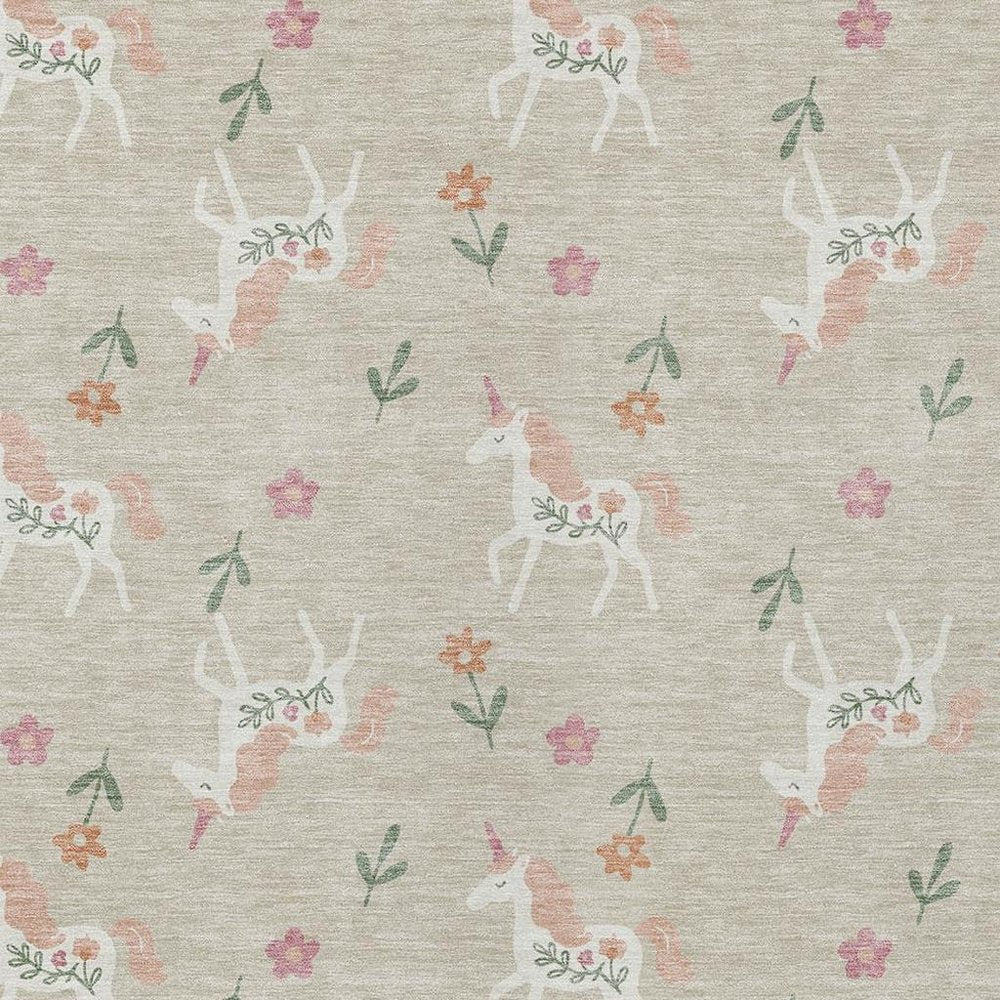 3' X 5' Beige And Gray Floral Washable Indoor Outdoor Area Rug — view 8