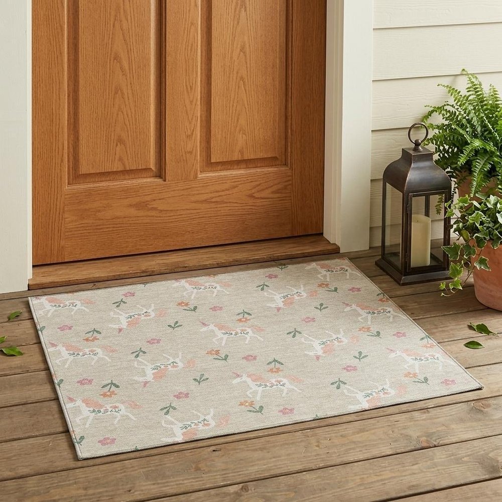 3' X 5' Beige And Gray Floral Washable Indoor Outdoor Area Rug — view 7