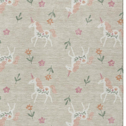 5' X 8' Beige And Gray Floral Washable Indoor Outdoor Area Rug HomeRoots