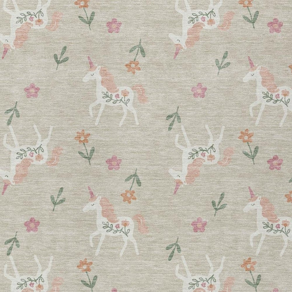 8' X 10' Beige And Gray Floral Washable Indoor Outdoor Area Rug — view 8