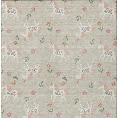 10' X 14' Beige And Gray Floral Washable Indoor Outdoor Area Rug HomeRoots