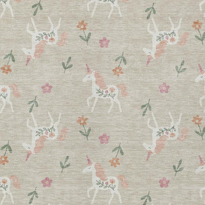 10' X 14' Beige And Gray Floral Washable Indoor Outdoor Area Rug