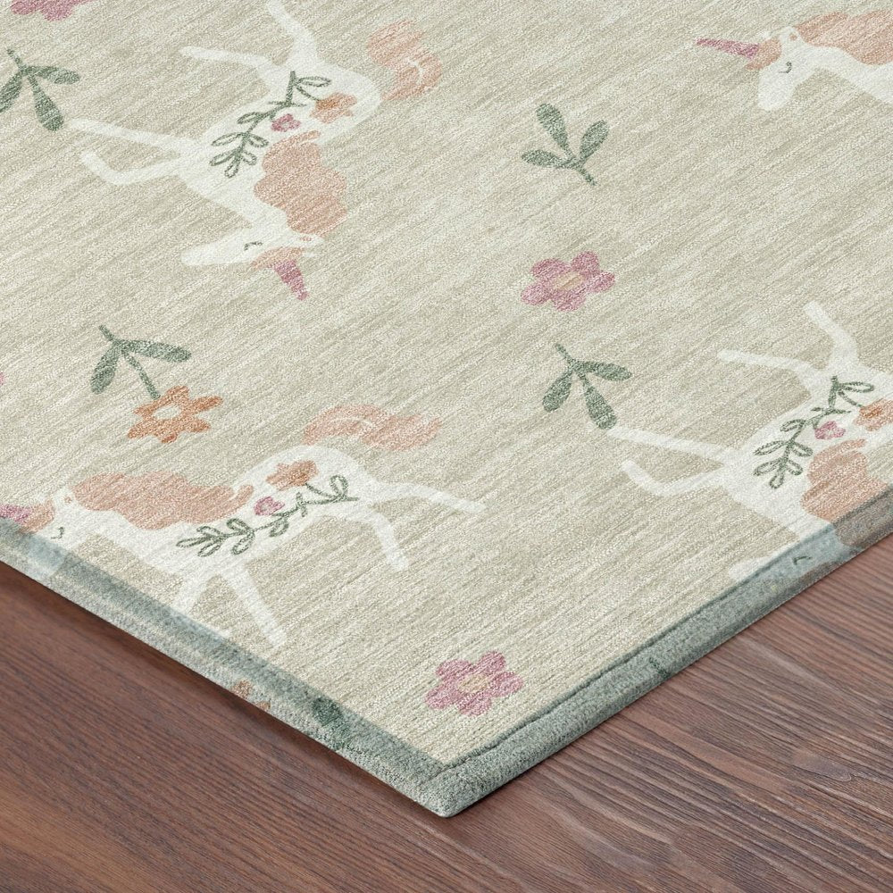 10' X 14' Beige And Gray Floral Washable Indoor Outdoor Area Rug HomeRoots