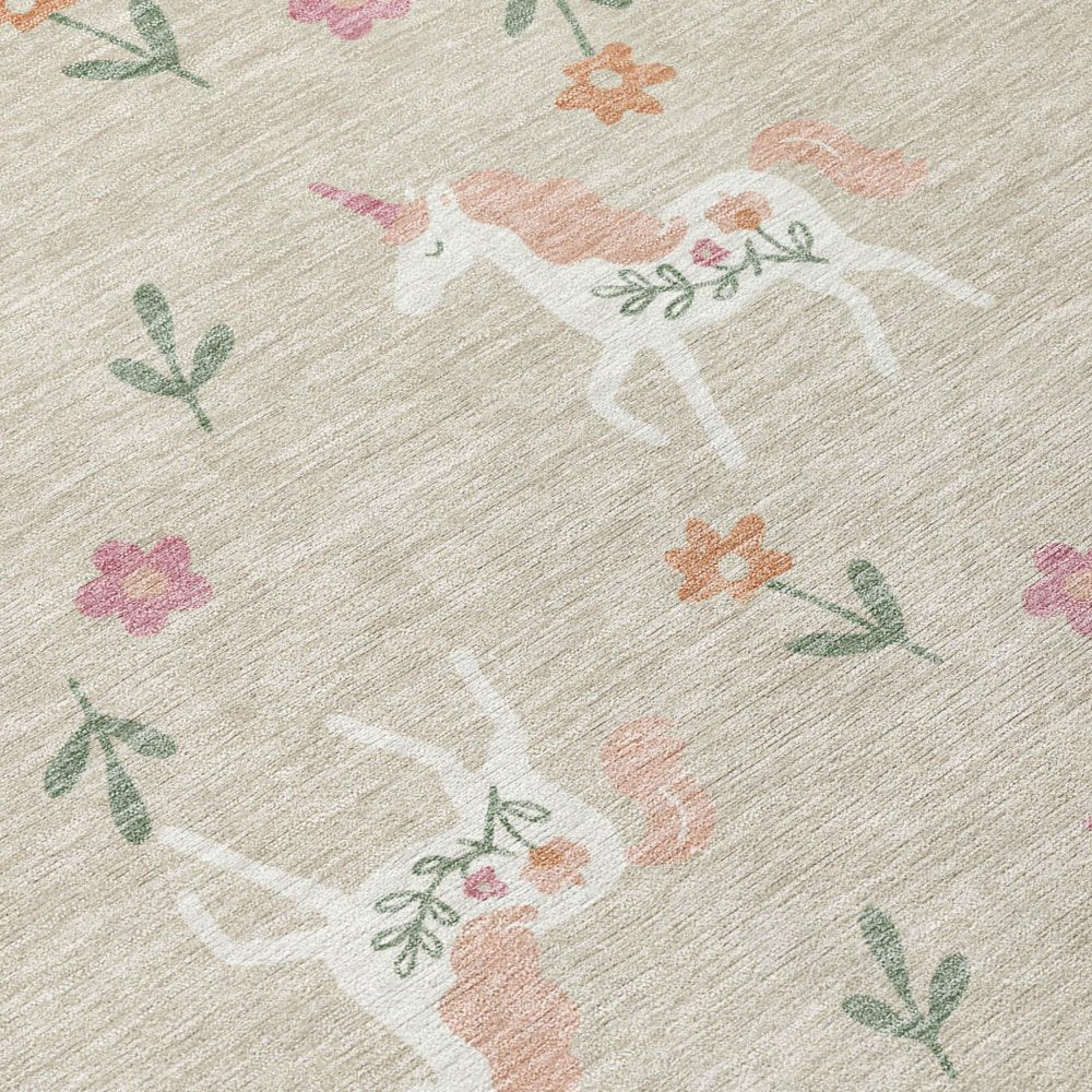 10' X 14' Beige And Gray Floral Washable Indoor Outdoor Area Rug — view 3