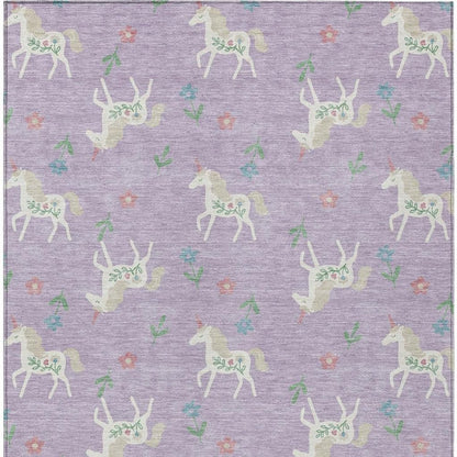 3' X 5' Lavender And Ivory Floral Washable Indoor Outdoor Area Rug HomeRoots
