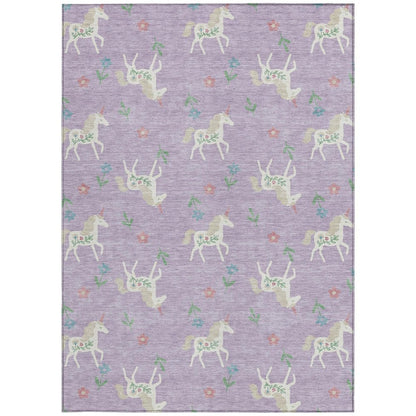 3' X 5' Lavender And Ivory Floral Washable Indoor Outdoor Area Rug HomeRoots