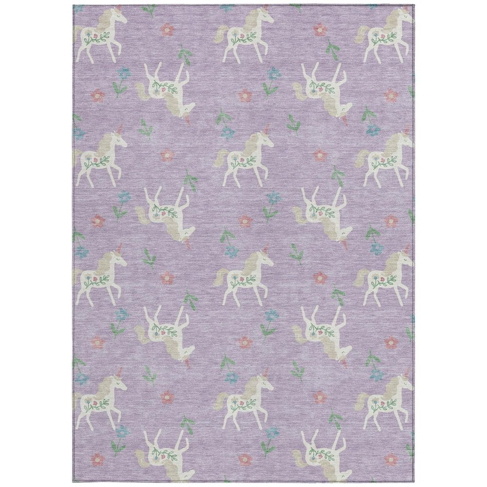 3' X 5' Lavender And Ivory Floral Washable Indoor Outdoor Area Rug — view 13