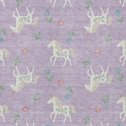 3' X 5' Lavender And Ivory Floral Washable Indoor Outdoor Area Rug HomeRoots