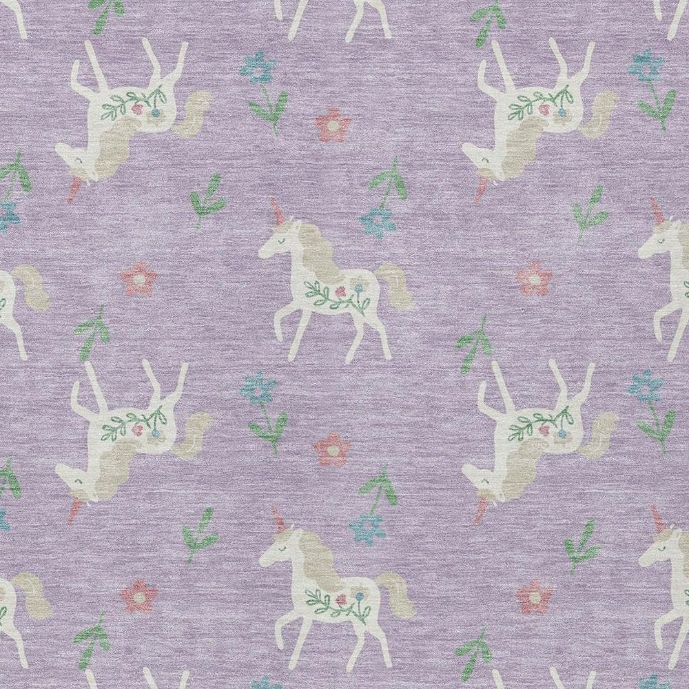 3' X 5' Lavender And Ivory Floral Washable Indoor Outdoor Area Rug HomeRoots