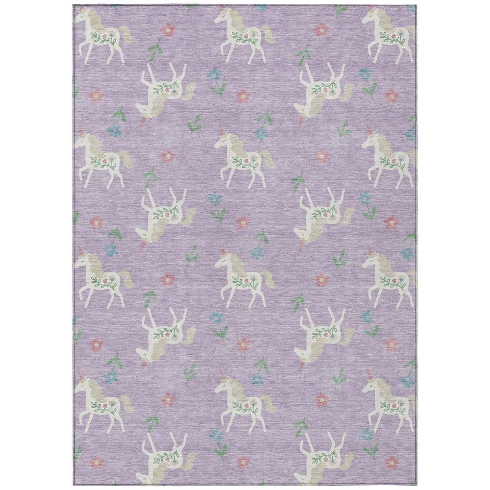 3' X 5' Lavender And Ivory Floral Washable Indoor Outdoor Area Rug HomeRoots