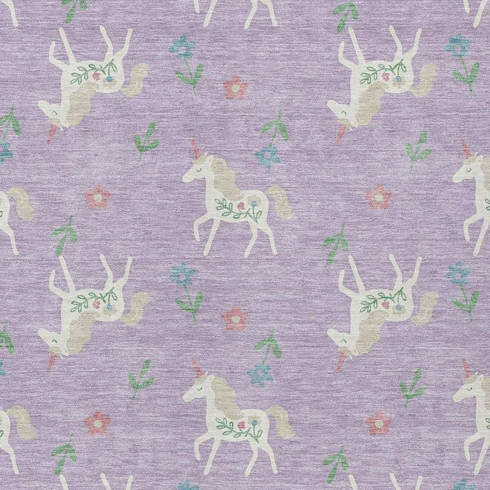 5' X 8' Lavender And Ivory Floral Washable Indoor Outdoor Area Rug — view 4