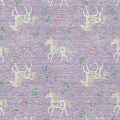 5' X 8' Lavender And Ivory Floral Washable Indoor Outdoor Area Rug HomeRoots