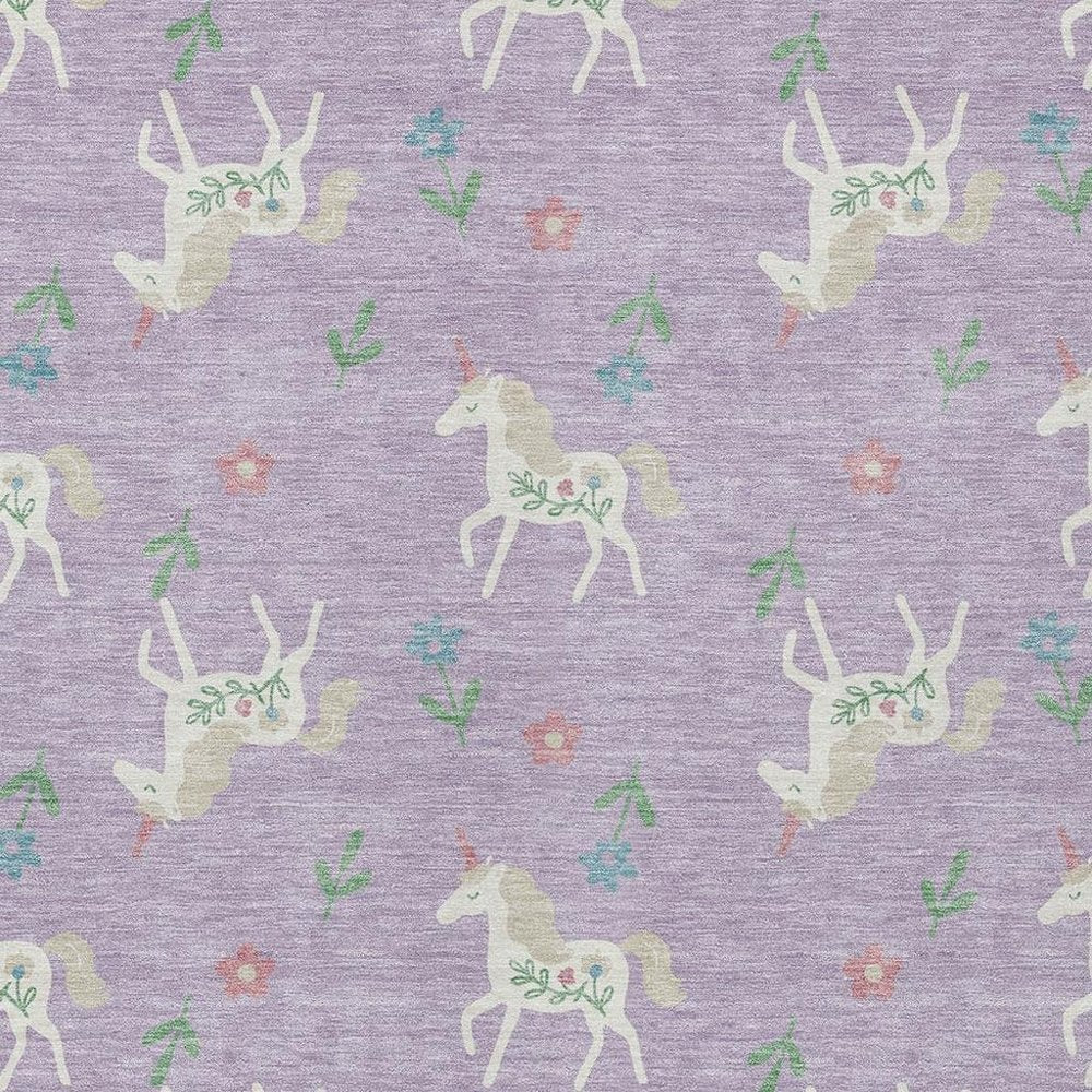 5' X 8' Lavender And Ivory Floral Washable Indoor Outdoor Area Rug HomeRoots