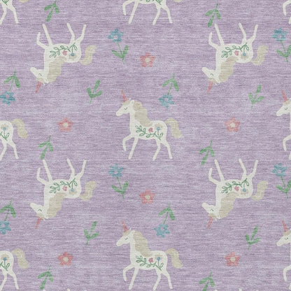 5' X 8' Lavender And Ivory Floral Washable Indoor Outdoor Area Rug HomeRoots