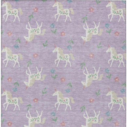 5' X 8' Lavender And Ivory Floral Washable Indoor Outdoor Area Rug HomeRoots
