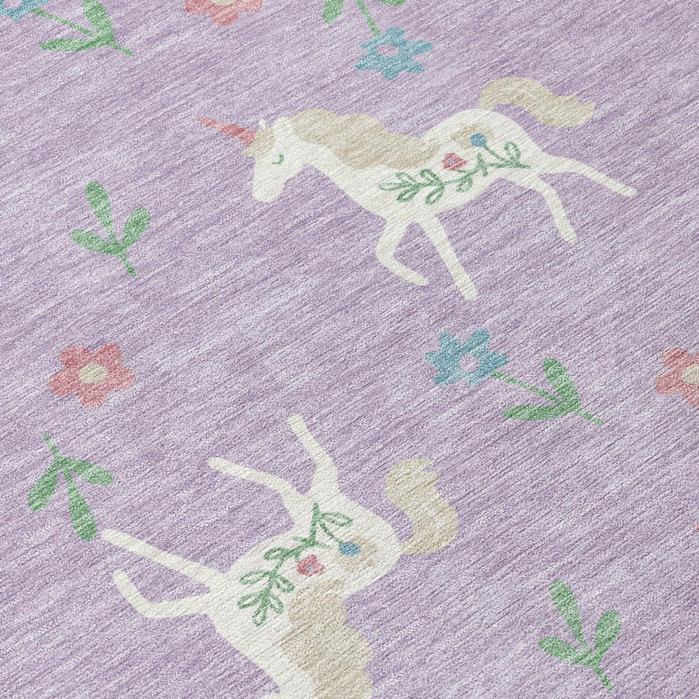 5' X 8' Lavender And Ivory Floral Washable Indoor Outdoor Area Rug HomeRoots