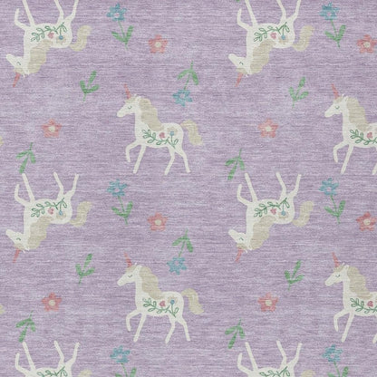 9' X 12' Lavender And Ivory Floral Washable Indoor Outdoor Area Rug HomeRoots