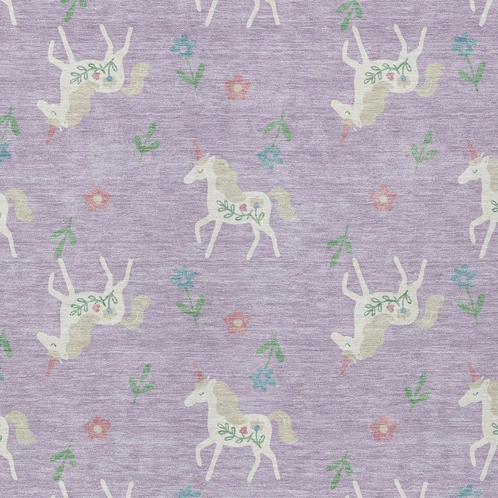10' X 14' Lavender And Ivory Floral Washable Indoor Outdoor Area Rug HomeRoots