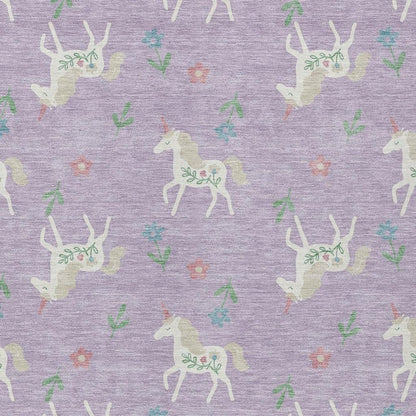 10' X 14' Lavender And Ivory Floral Washable Indoor Outdoor Area Rug HomeRoots