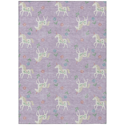 10' X 14' Lavender And Ivory Floral Washable Indoor Outdoor Area Rug HomeRoots