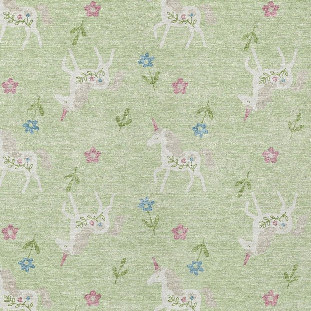 3' X 5' Mint Green And Ivory Floral Washable Indoor Outdoor Area Rug HomeRoots